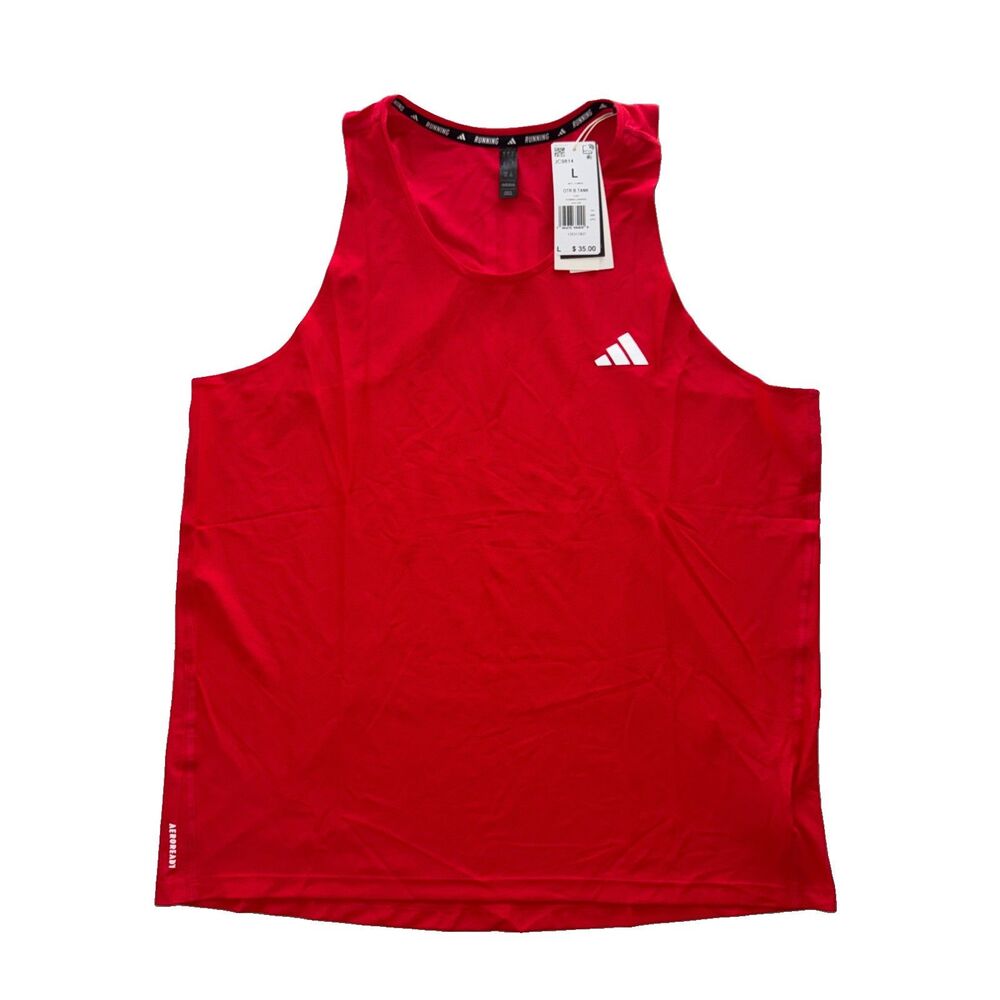 NWT Adidas Aeroready Running Carrera Tank Top Singlet Red JC9814 Mens Size Large